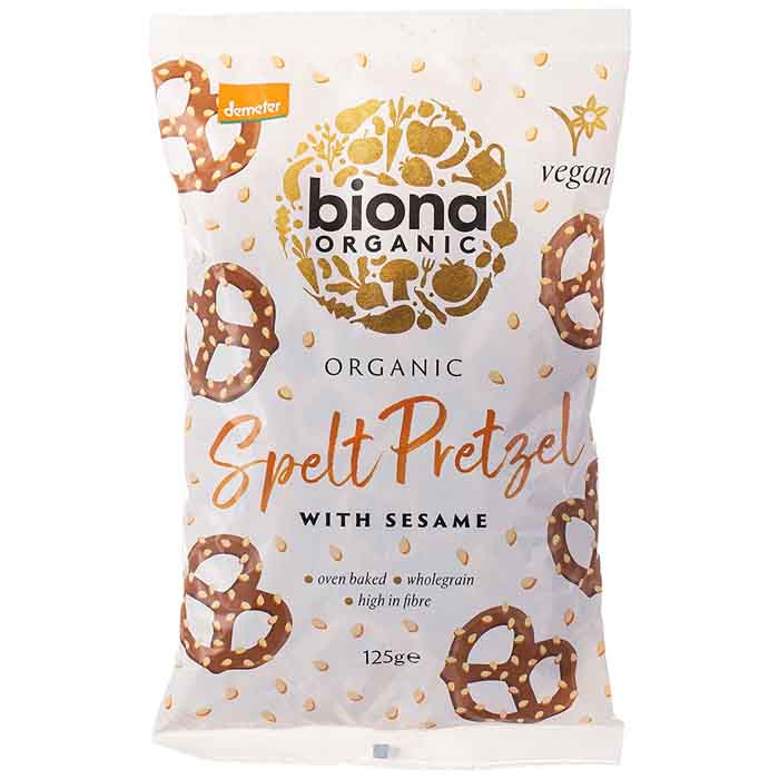 Biona - Organic Spelt Pretzels With Sesame, 125g  Pack of 12