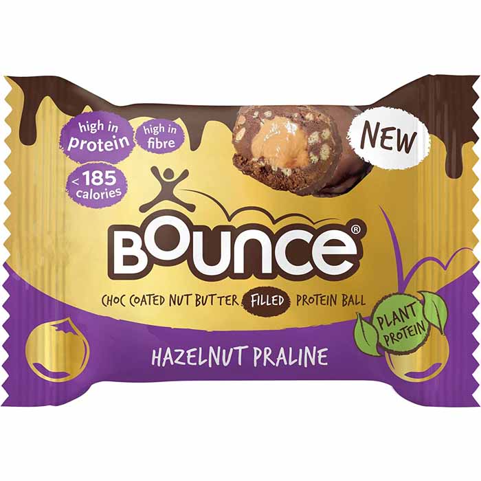 Bounce - Vegan Coated Protein Balls Filled with Nut Butter - Hazelnut Praline (1-Pack), 40g