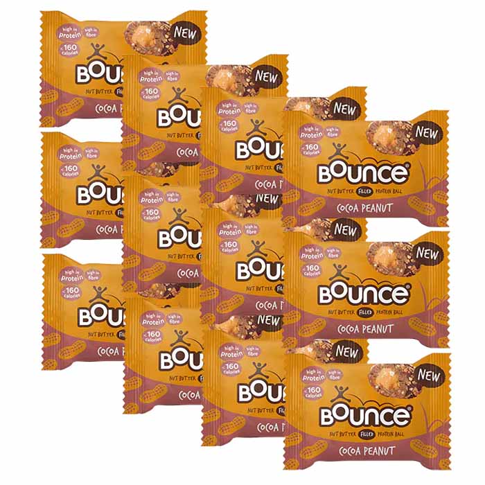 Bounce - Vegan Coated Protein Balls Filled with Nut Butter - Peanut Butter Brownie (12-Pack), 40g