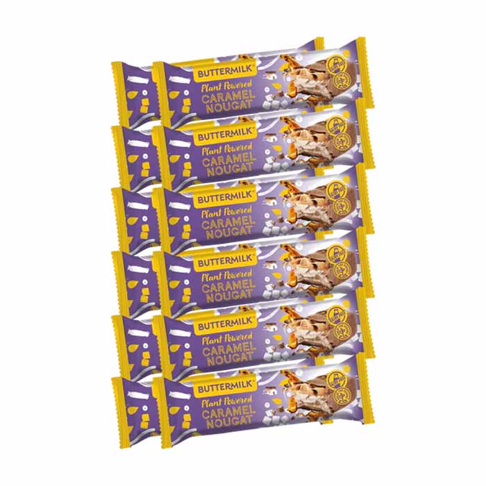 Buttermilk - Plant-Powered Snack Bars - Caramel Nougat (50g) , 24 Pack