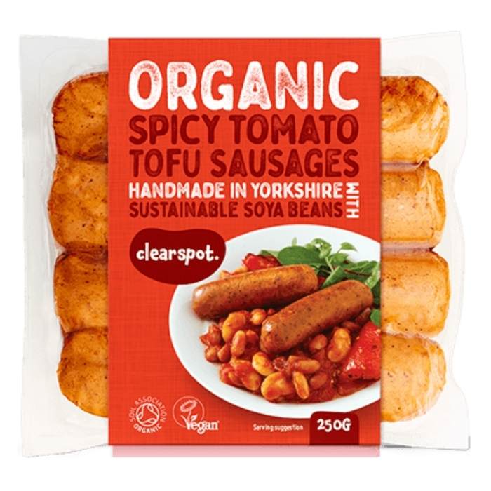 Clearspot Tofu - Organic Spicy Tomato Tofu Sausages, 250g - front
