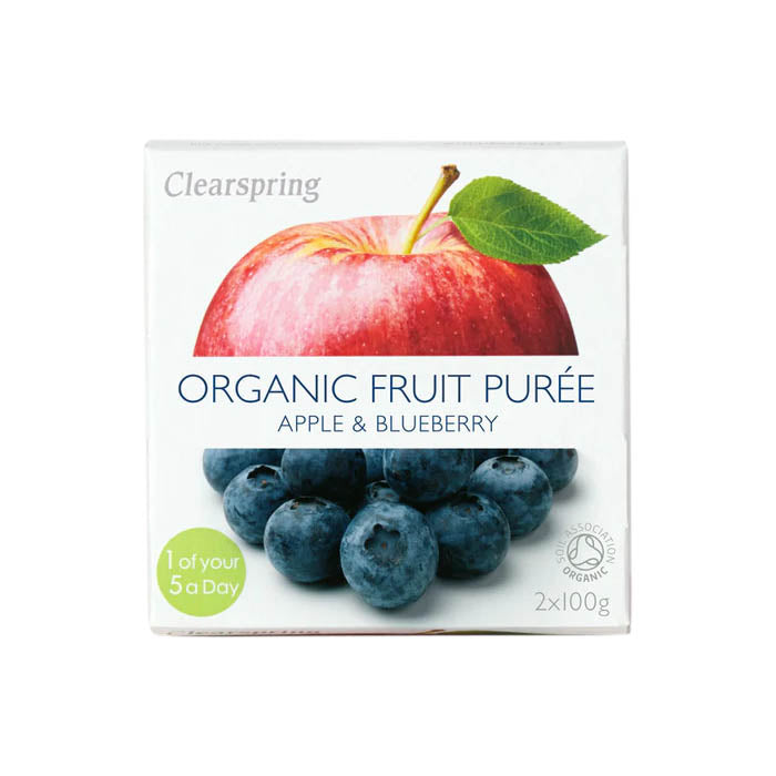 Clearspring - Organic Fruit Puree - Organic Apple & Blueberry Puree, 2x100g 