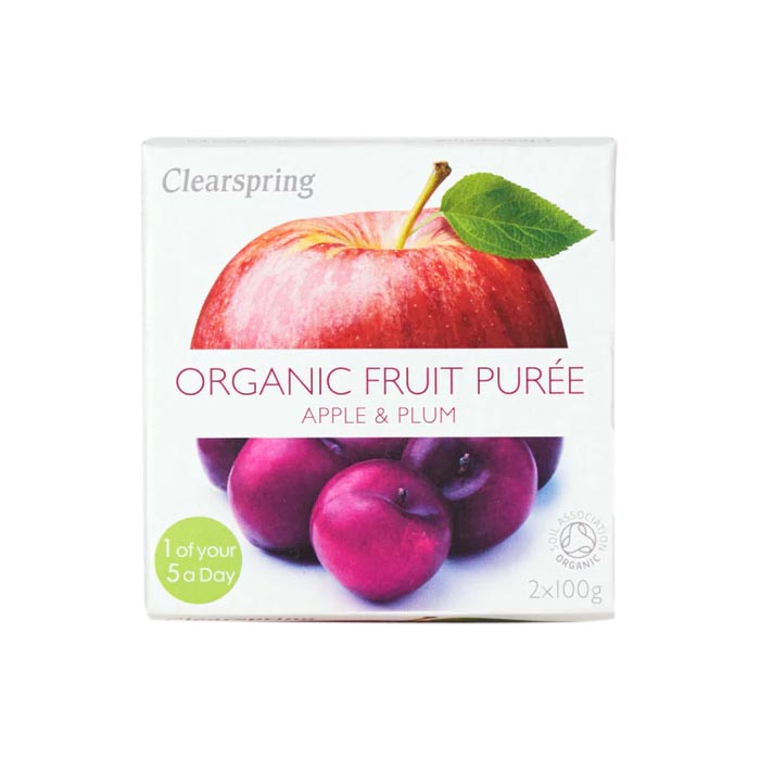 Clearspring - Organic Fruit Puree - Organic Apple & Plum Puree, 2x100g 