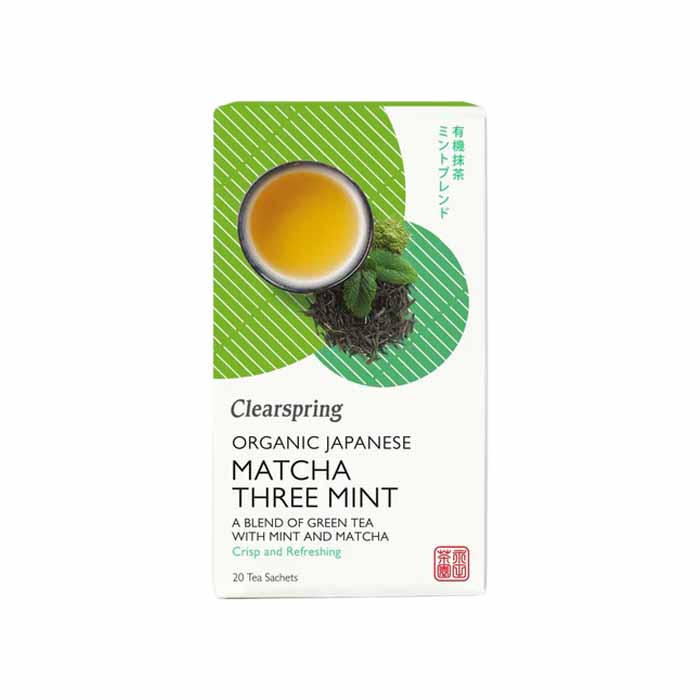 Clearspring - Organic Japanese - Matcha Three Mint Green Tea, 20 Sachets  Pack of 4 