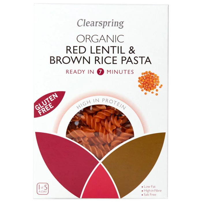 Clearspring - Organic Red Lentil & Brown Rice Fusilli Pasta, 250g