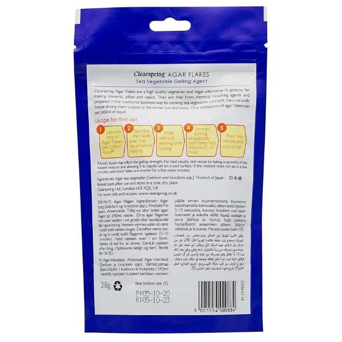 Clearspring - Traditional Japanese Agar Flakes, 28g - back