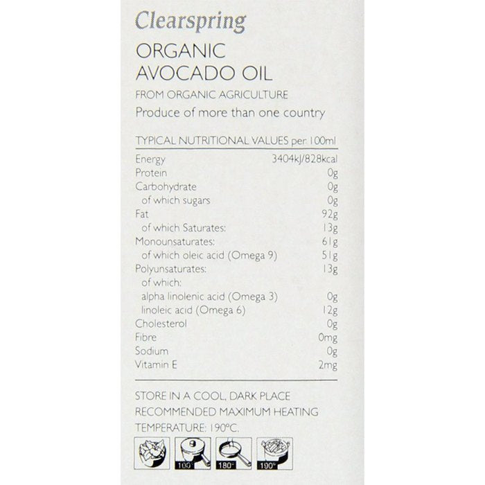 Clearspring Wholefoods - Organic Avocado Oil, 250ml - back 