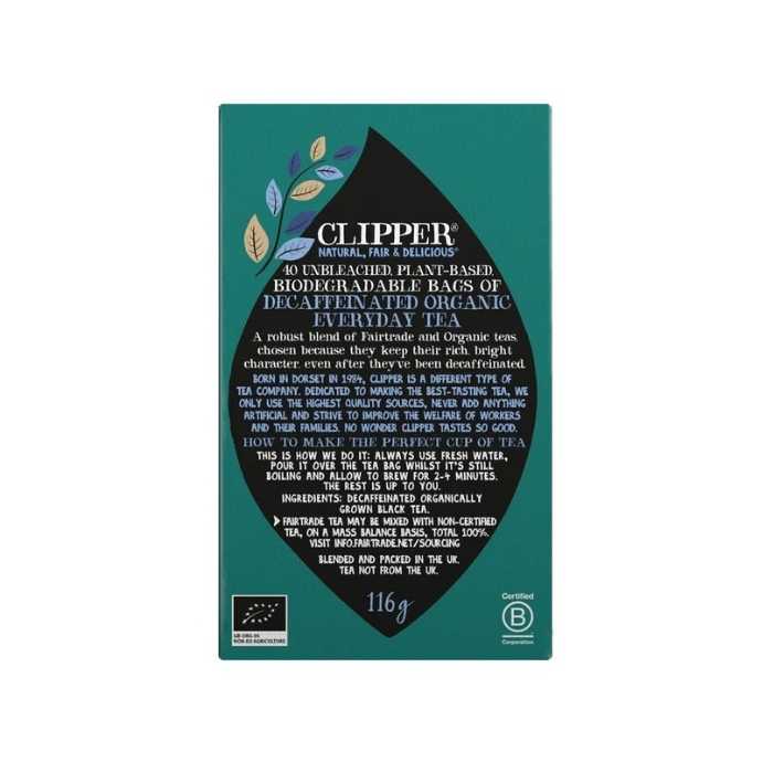 Clipper - Organic Fairtrade Decaf Tea 40 bags back