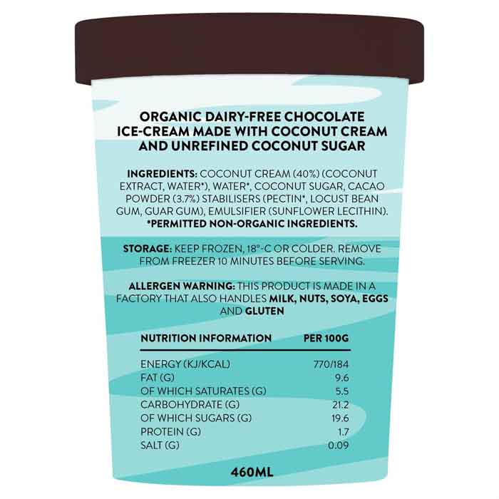 Coconuts Organic - Cecily's Organic Non Dairy Ice Cream - Pure Chocolate, 460ml - back