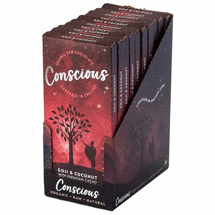 Conscious Chocolate - Chocolate Bars - Goji & Coconut, 60g