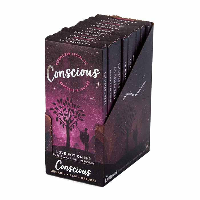 Conscious Chocolate - Organic Raw Chocolate Bars - Love Potion No.9 10-Pack, 60g
