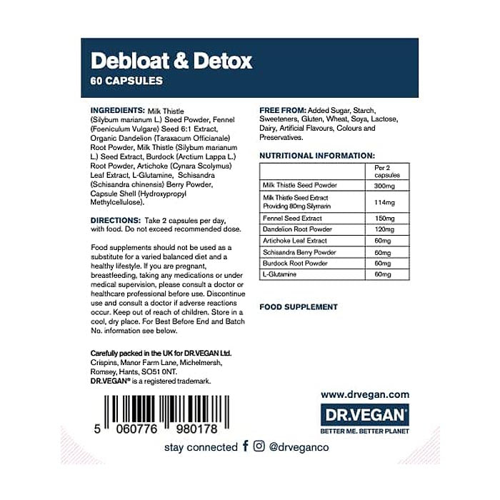 DR.VEGAN - Debloat & Detox, 60 Capsules - back