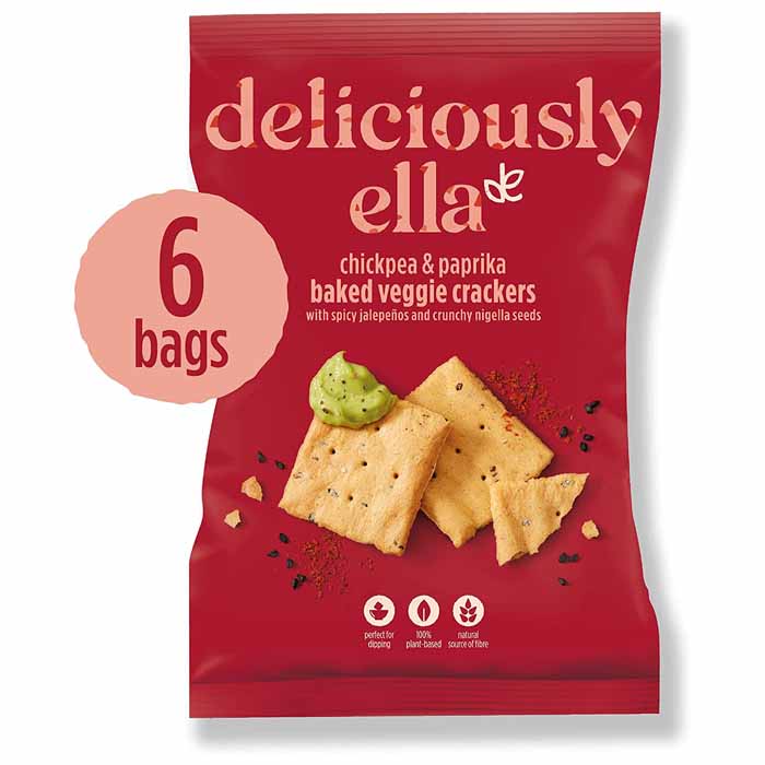 Deliciously Ella - Baked Veggie Crackers - Chickpea & Paprika (6-Pack), 100g 