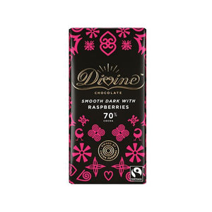Divine - 70% Dark Chocolate with Raspberries, 90g | Pack of 15