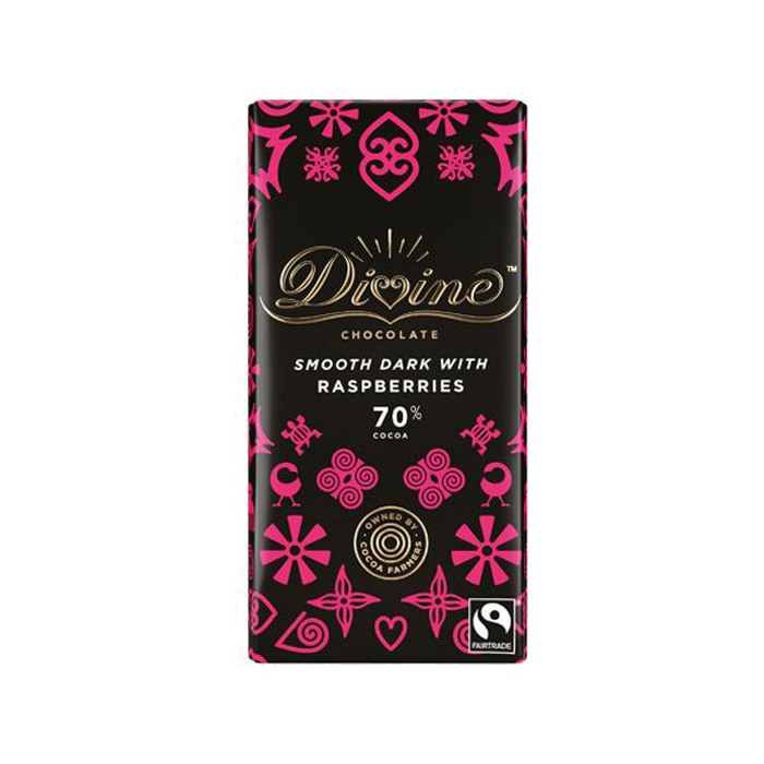 Divine - 70% Dark Chocolate with Raspberries 90g