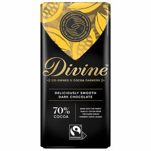 Divine - Fairtrade 70% Dark Chocolate, 90g | Multiple Flavours | Pack of 15