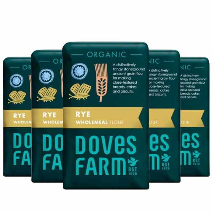 Doves Farm - Organic Rye Wholemeal Flour, 1kg (5 Pack)