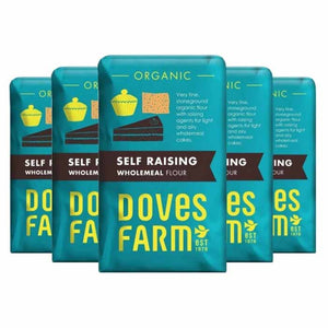 Doves Farm - Organic Wholemeal Self-Raising Flour, 1kg | Pack of 5