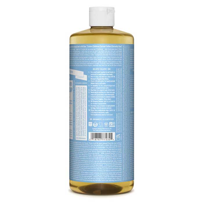 Dr. Bronner's - Pure-Castile Liquid Soap, Baby Unscented - 946ml - back