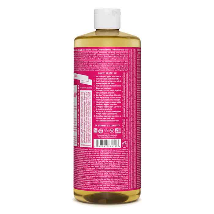 Dr. Bronner's - Pure-Castile Liquid Soap, Rose - 946ml - back