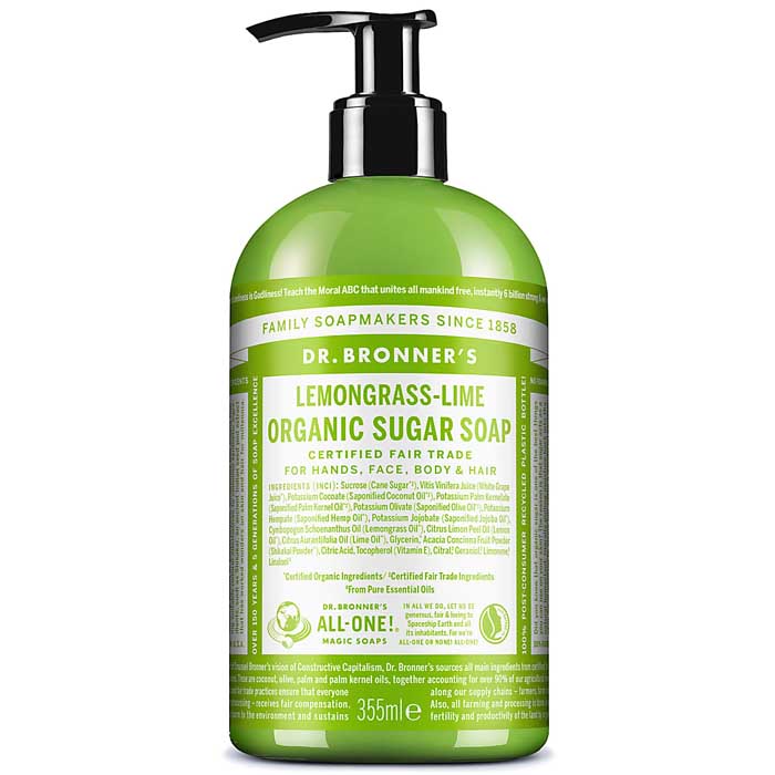 Dr Bronners - 4-in-1 Organic Sugar Soap ,Lemongrass-Lime (356ml)