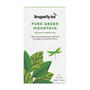 Dragonfly Tea - Organic Pure Green Mountain Green tea, 20 Bags | Pack of 4
