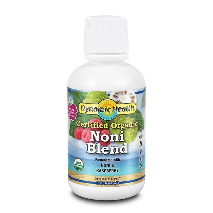Dynamic Health - Organic Tahitan Noni Juice | Multiple Options - with Raspberry 946ml - Front