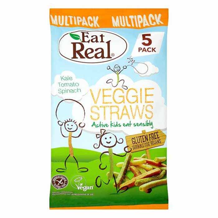 Eat Real - Kids Veggie Straws Kale Tomato Spinach Multipack - 1-Pack, 5x20g