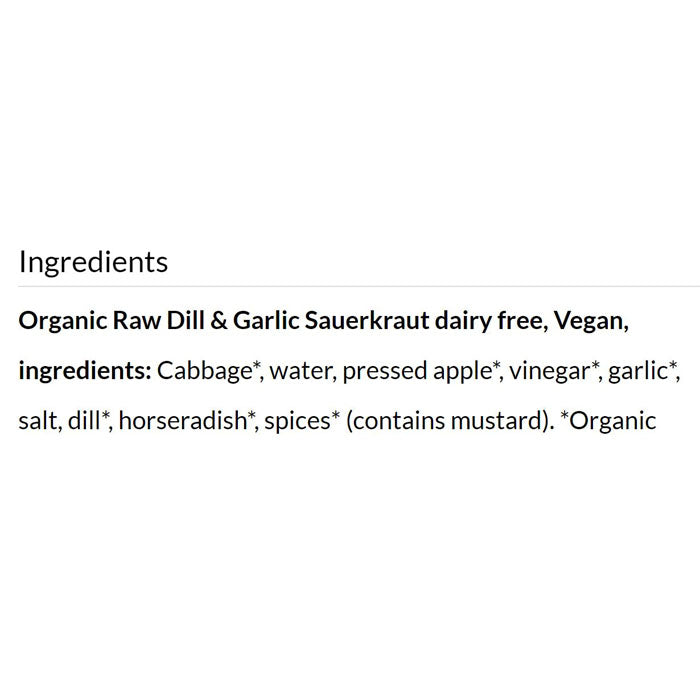 Eat Wholesome - Organic Raw Dill & Garlic Sauerkraut, 500g - back