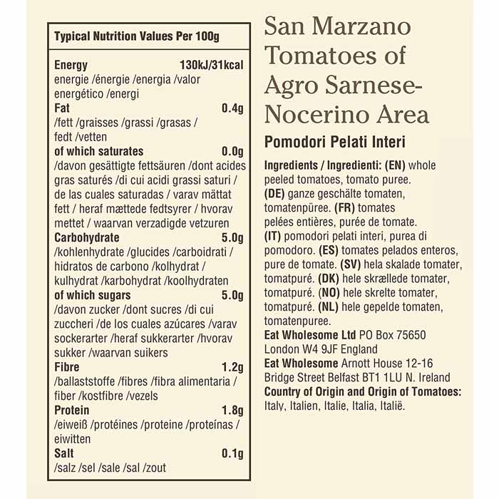 Eat Wholesome - San Marzano Tomatoes, 400g - back