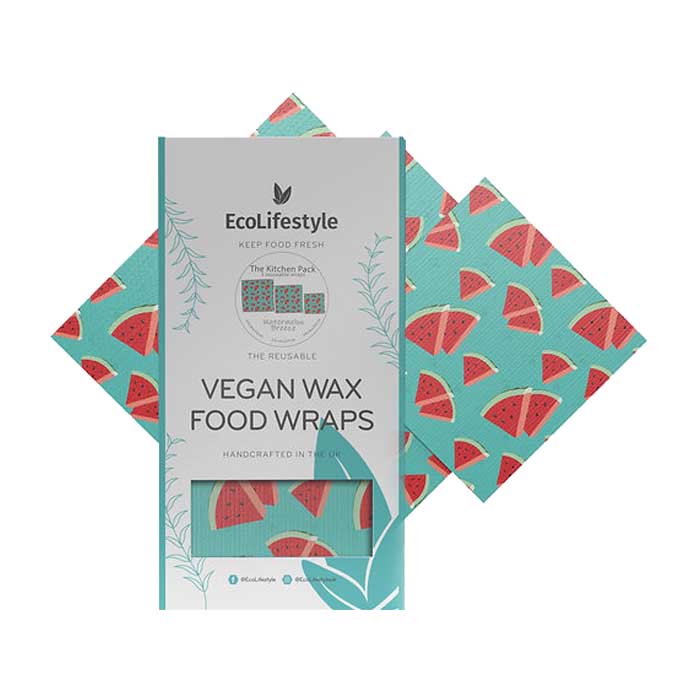 EcoLifestyle - Vegan Wax Food Wraps - Kitchen Pack - Watermelon (3 Wraps)