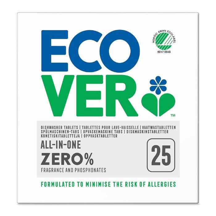 Ecover - All-In-One Dish Washer Tablets Zero Fragrance & Phosphonates (25 Tablets)