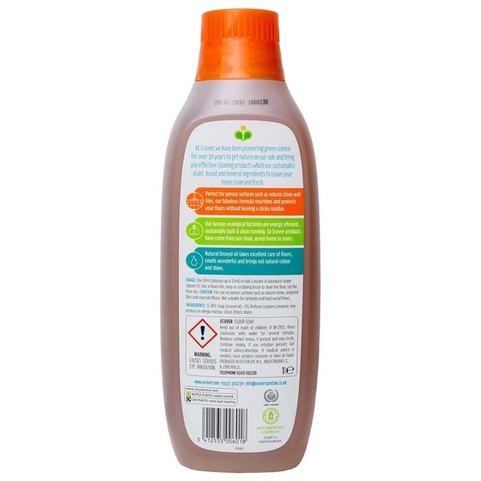 Ecover - Concentrated Floor Soap (Cleaner), 1L - Back