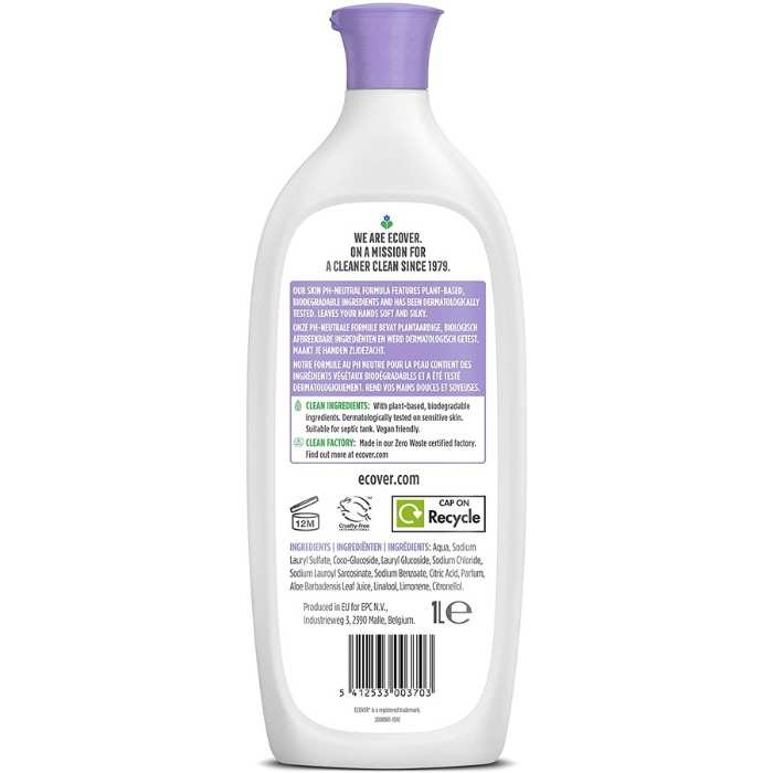 Ecover - Lavender & Aloe Vera Hand Soap Refill, 1L - Back
