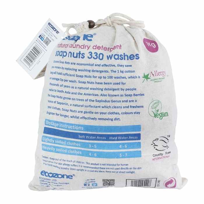 Ecozone - Soap Nuts | Multiple Sizes - 330 Washes (1Kg) - Back