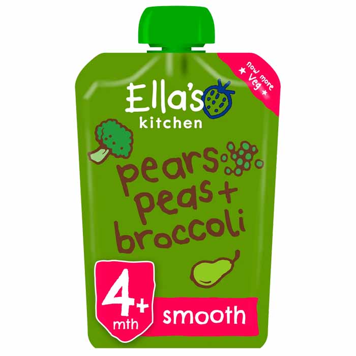 Ella's Kitchen - Organic Pears, Pea & Broccoli, 120g  Pack of 7