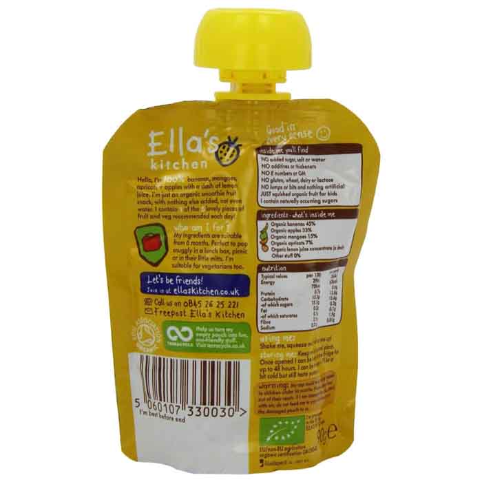Ella's Kitchen - Organic The Yellow One Smoothie, 90g  Pack of 12 - back