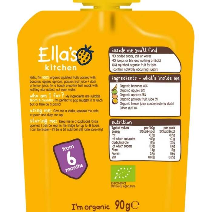 Ella's Kitchen - Squished Smoothie Fruits Multipacks The Yellow One, 5-Pack - back