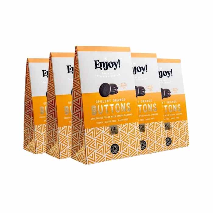Enjoy! - Caramel Filled Chocolate Buttons - Opulent Orange, 96g - 6 Pack