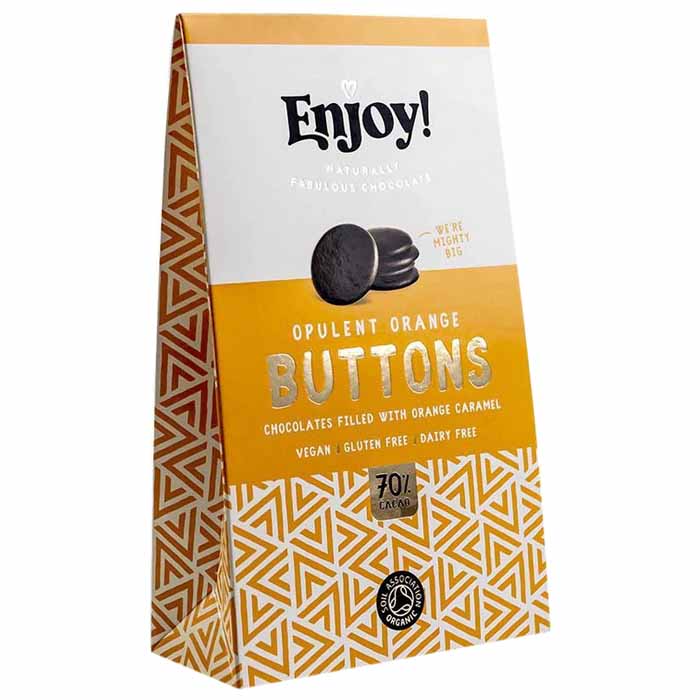Enjoy! - Caramel Filled Chocolate Buttons - Opulent Orange, 96g