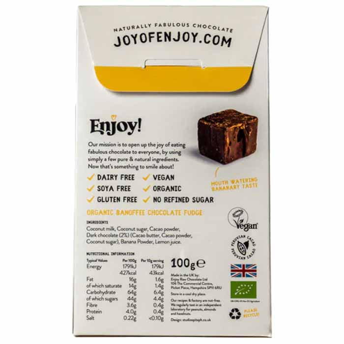 Enjoy! - Organic Chocolate Fudge - Barmy Banoffee (1-Pack), 100g - back