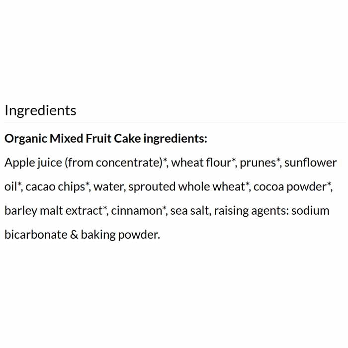 Everfresh - Organic Warm Spice and Mixed Fruit Cake, 300g  g - back