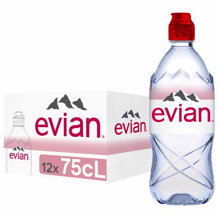 Evian - Still Natural Mineral Water - Glass Bottle (75cl) ,12-Pack