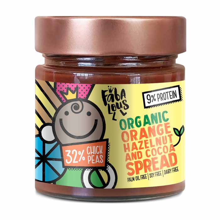 Fabalous - Organic Hazelnut & Cocoa Chickpea Spread - Orange (1 Jar), 200g