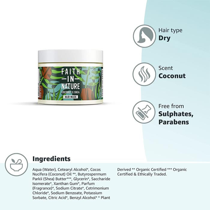 Faith In Nature - Coconut & Shea Butter Hydrating Hair Mask, 300ml - back