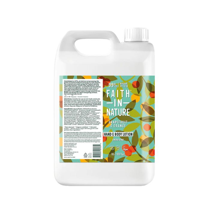 Faith In Nature - Hand & Body Lotion - Grapefruit and Orange 5L - Front