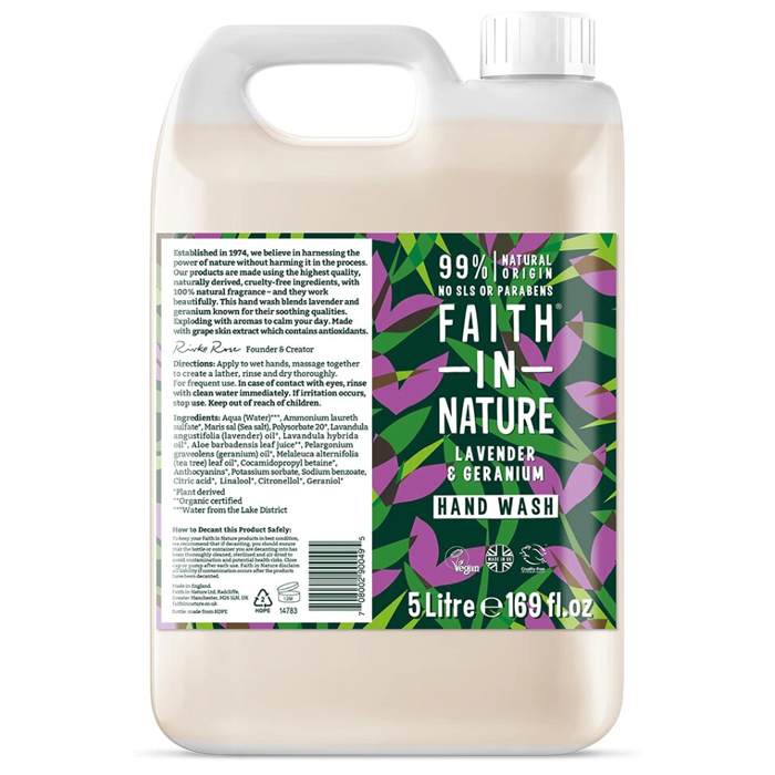 Faith In Nature - Lavender & Geranium Hand Wash, 5L