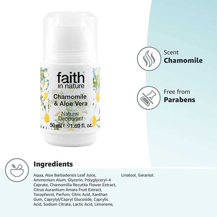 Faith In Nature - Roll-On Deodorant - Aloe Vera & Chamomile, 50ml - back