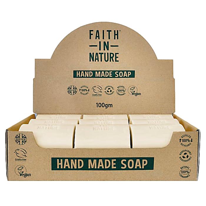 Faith In Nature - Unwrapped Natural Hand Made Coconut Soaps, 18 x 100g.