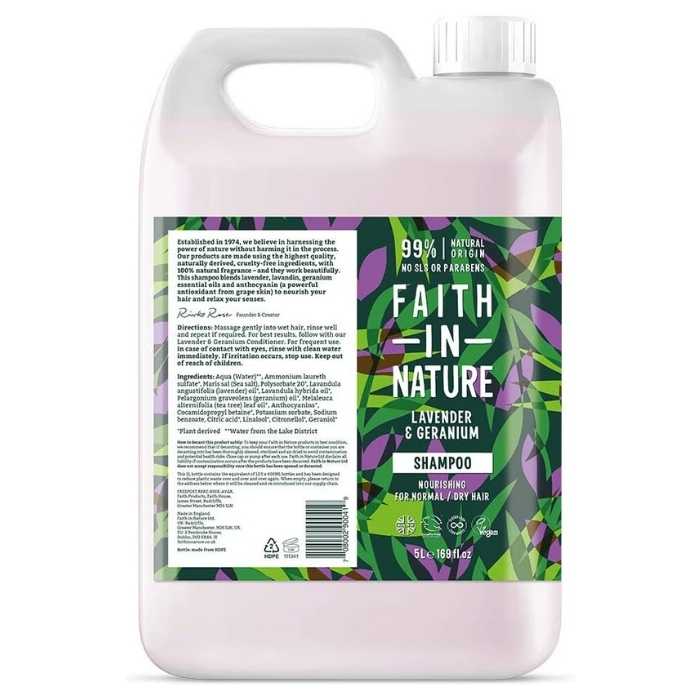 Faith in Nature - Lavender & Geranium Shampoo - 5L - Front